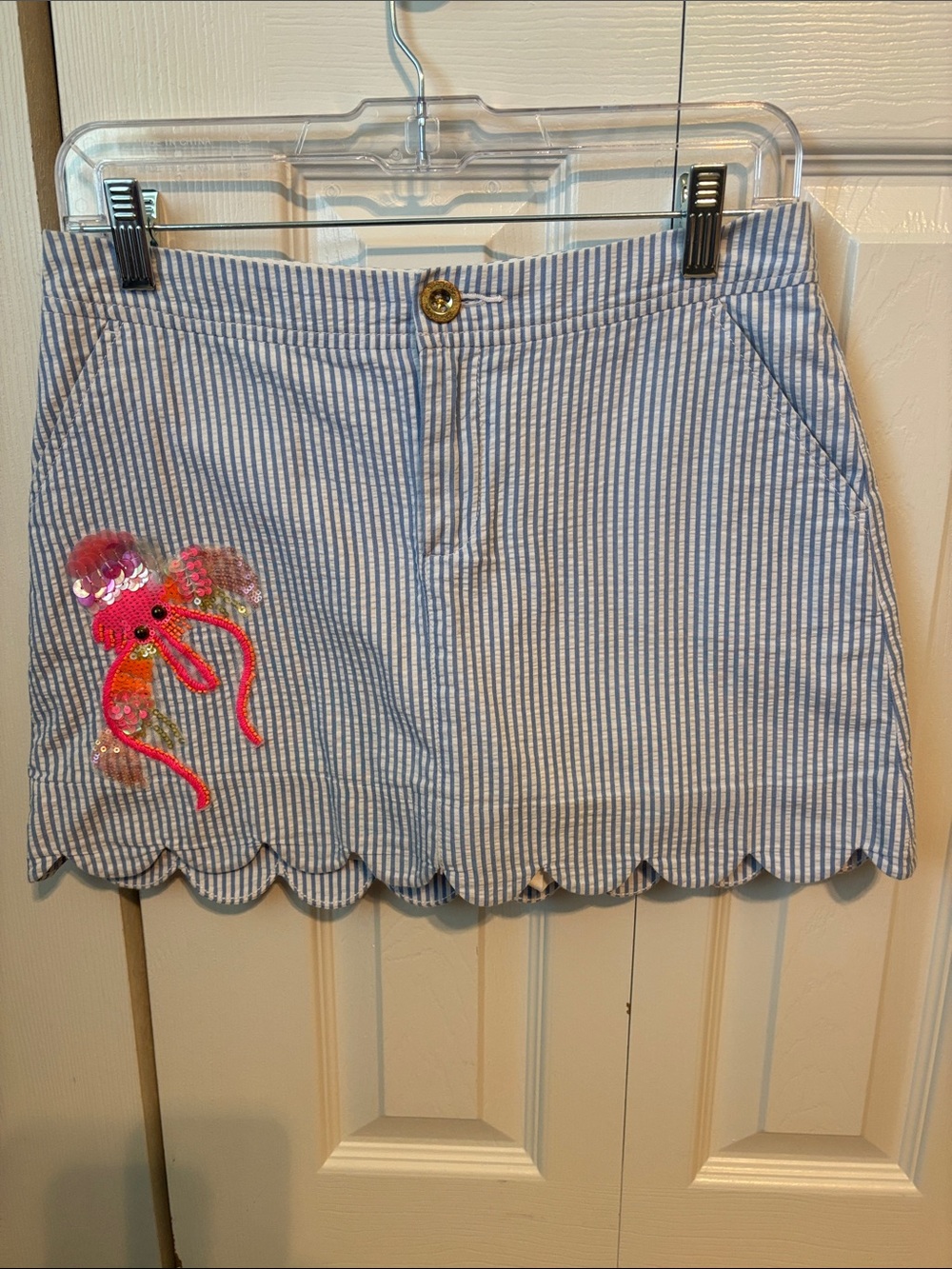 Lilly Pulitzer Colette Skort Bennet Seersucker Skort with Lobster -0